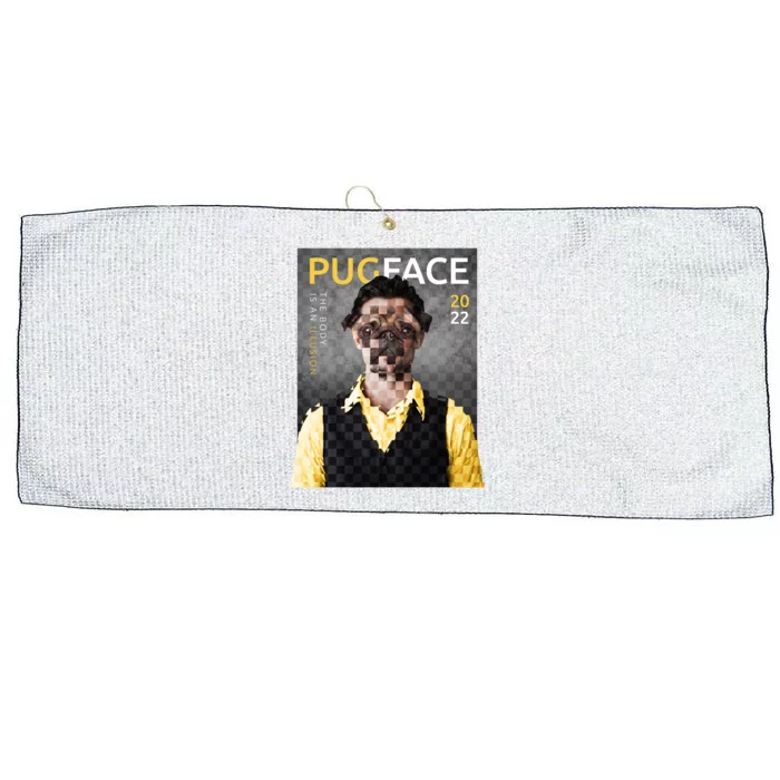 Pug Face Man Magazine Pixelated Large Microfiber Waffle Golf Towel