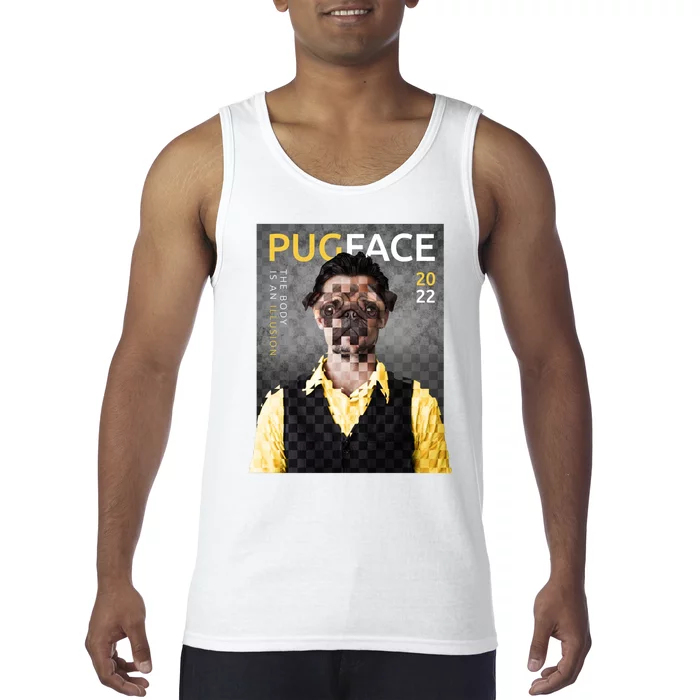 Pug Face Man Magazine Pixelated Tank Top