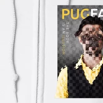 Pug Face Man Magazine Pixelated Full Zip Hoodie