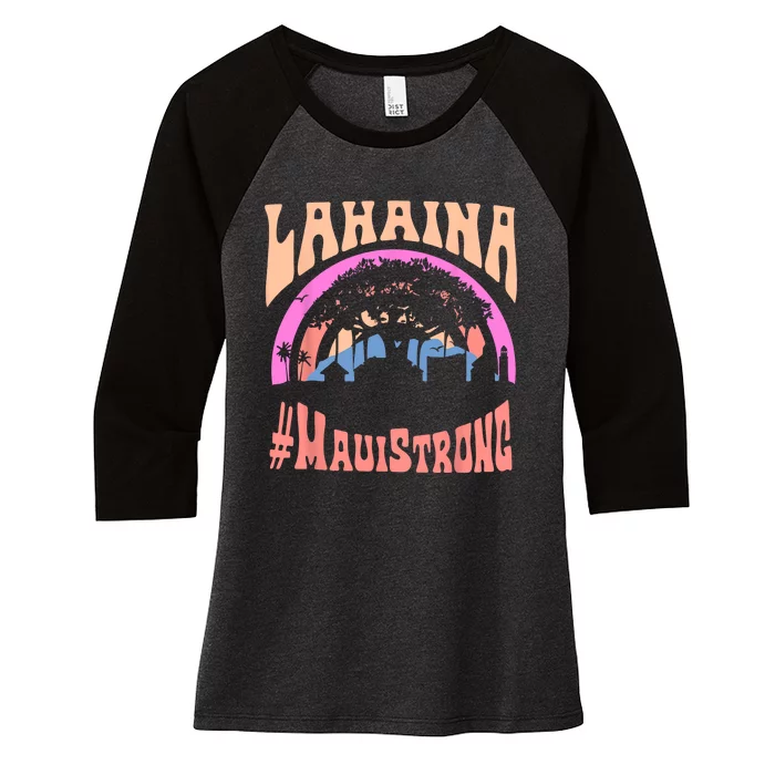 Pray For Maui Hawaii Strong Tee Apparel Matching Family Women's Tri-Blend 3/4-Sleeve Raglan Shirt