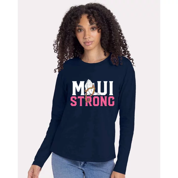 Pray For Maui Hawaii Strong Womens Cotton Relaxed Long Sleeve T-Shirt