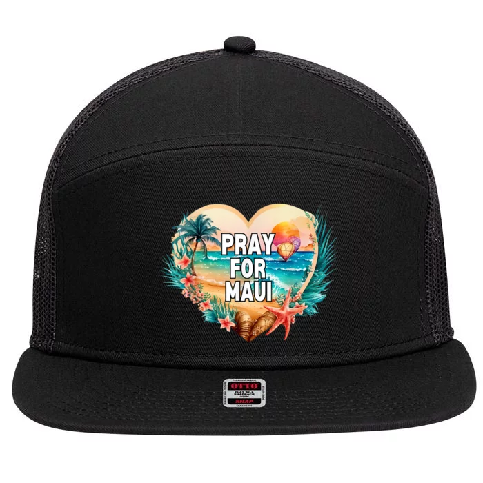 Pray For Maui Pray For Hawaii Wildfire Support Womens 7 Panel Mesh Trucker Snapback Hat