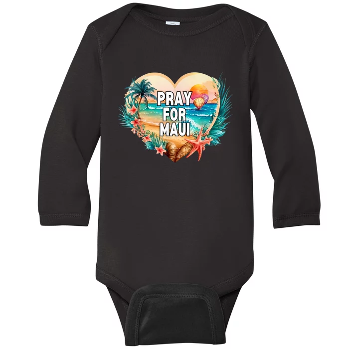 Pray For Maui Pray For Hawaii Wildfire Support Womens Baby Long Sleeve Bodysuit