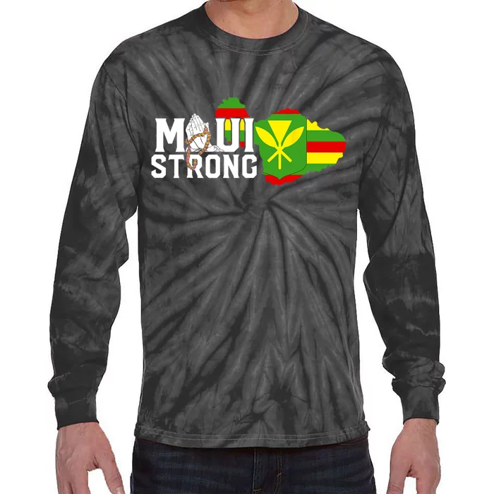 Pray For Maui Hawaii Strong Maui Wildfire Relief Tie-Dye Long Sleeve Shirt