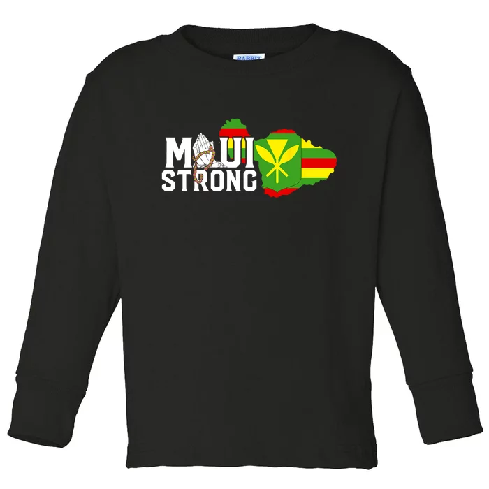 Pray For Maui Hawaii Strong Maui Wildfire Relief Toddler Long Sleeve Shirt