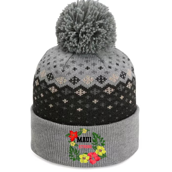 Pray For Maui Hawaii Strong Hawaiian Floral The Baniff Cuffed Pom Beanie