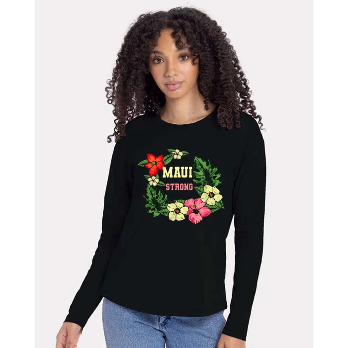 Pray For Maui Hawaii Strong Hawaiian Floral Womens Cotton Relaxed Long Sleeve T-Shirt