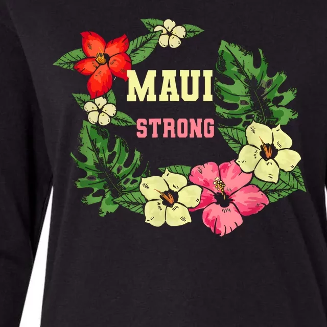 Pray For Maui Hawaii Strong Hawaiian Floral Womens Cotton Relaxed Long Sleeve T-Shirt