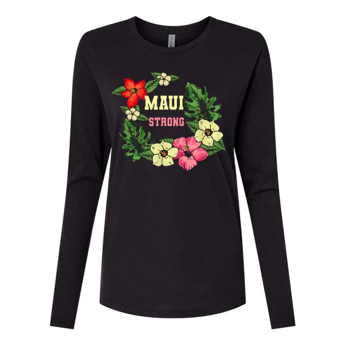 Pray For Maui Hawaii Strong Hawaiian Floral Womens Cotton Relaxed Long Sleeve T-Shirt