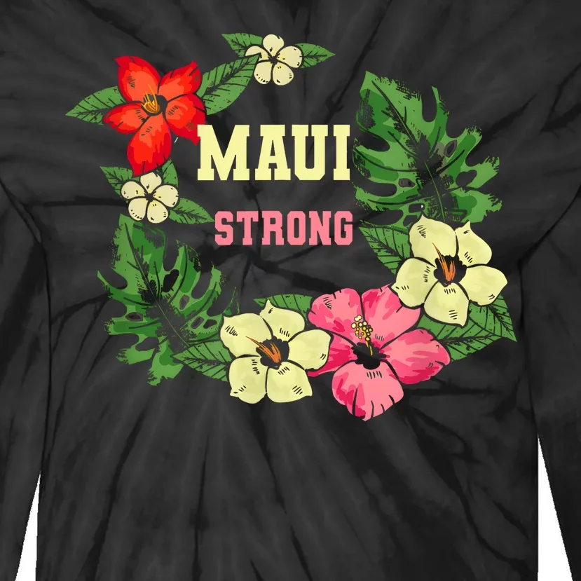 Pray For Maui Hawaii Strong Hawaiian Floral Tie-Dye Long Sleeve Shirt