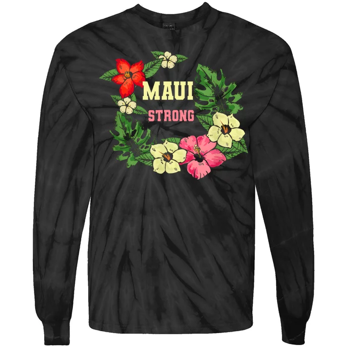 Pray For Maui Hawaii Strong Hawaiian Floral Tie-Dye Long Sleeve Shirt