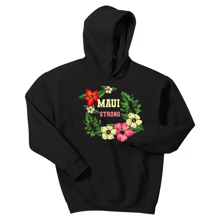 Pray For Maui Hawaii Strong Hawaiian Floral Kids Hoodie