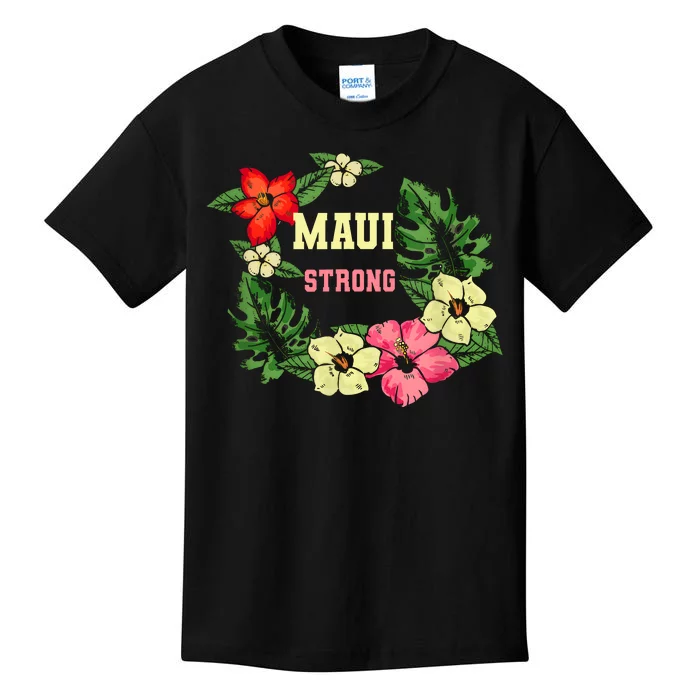 Pray For Maui Hawaii Strong Hawaiian Floral Kids T-Shirt