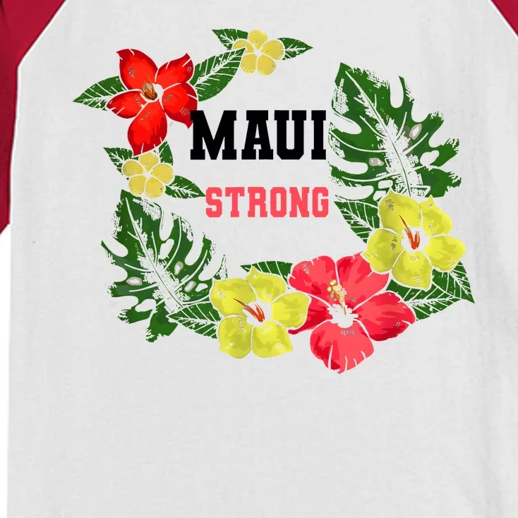 Pray For Maui Hawaii Strong Hawaiian Floral Kids Colorblock Raglan Jersey