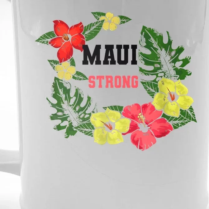 Pray For Maui Hawaii Strong Hawaiian Floral Front & Back Beer Stein