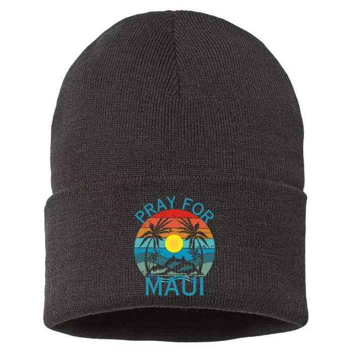 Pray For Maui Hawaii Wildflower Support Men Women Sustainable Knit Beanie