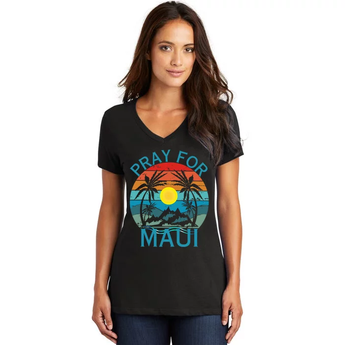 Pray For Maui Hawaii Wildflower Support Men Women Women's V-Neck T-Shirt