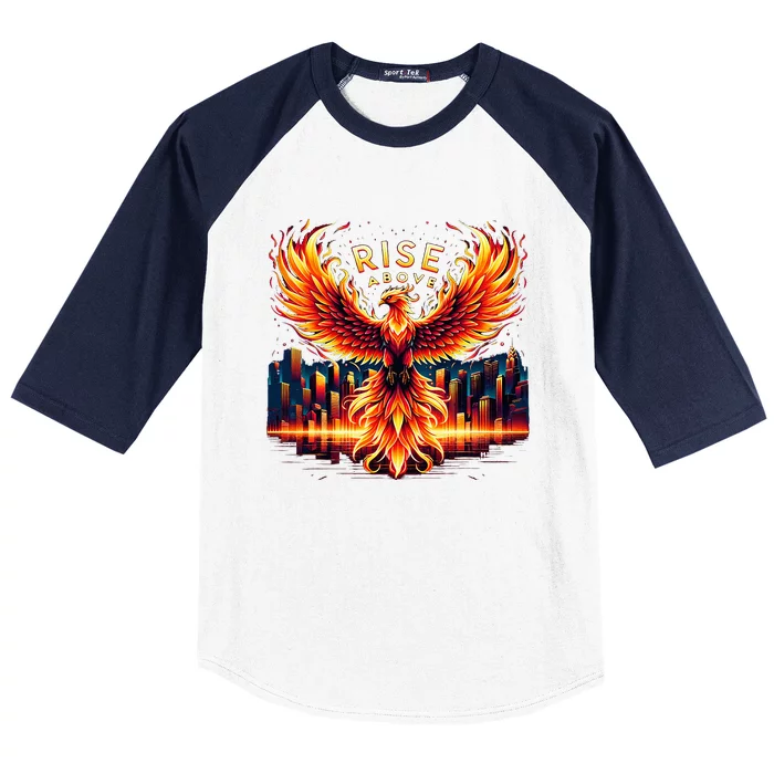 Phoenix Fire Mythical Bird Inspirational Motivational Baseball Sleeve Shirt