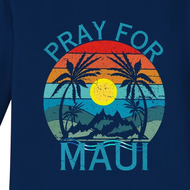 Pray For Maui Hawaii Wildflower Support Gift Baby Long Sleeve Bodysuit