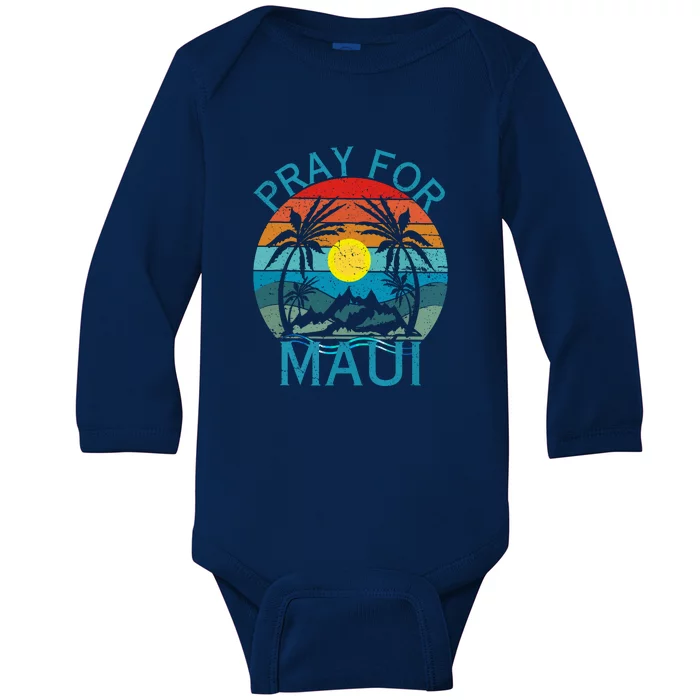 Pray For Maui Hawaii Wildflower Support Gift Baby Long Sleeve Bodysuit