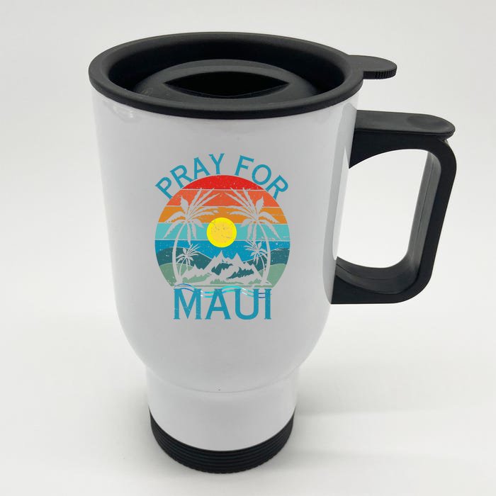 Pray For Maui Hawaii Wildflower Support Gift Front & Back Stainless Steel Travel Mug