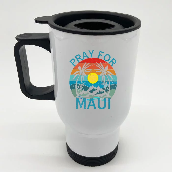 Pray For Maui Hawaii Wildflower Support Gift Front & Back Stainless Steel Travel Mug