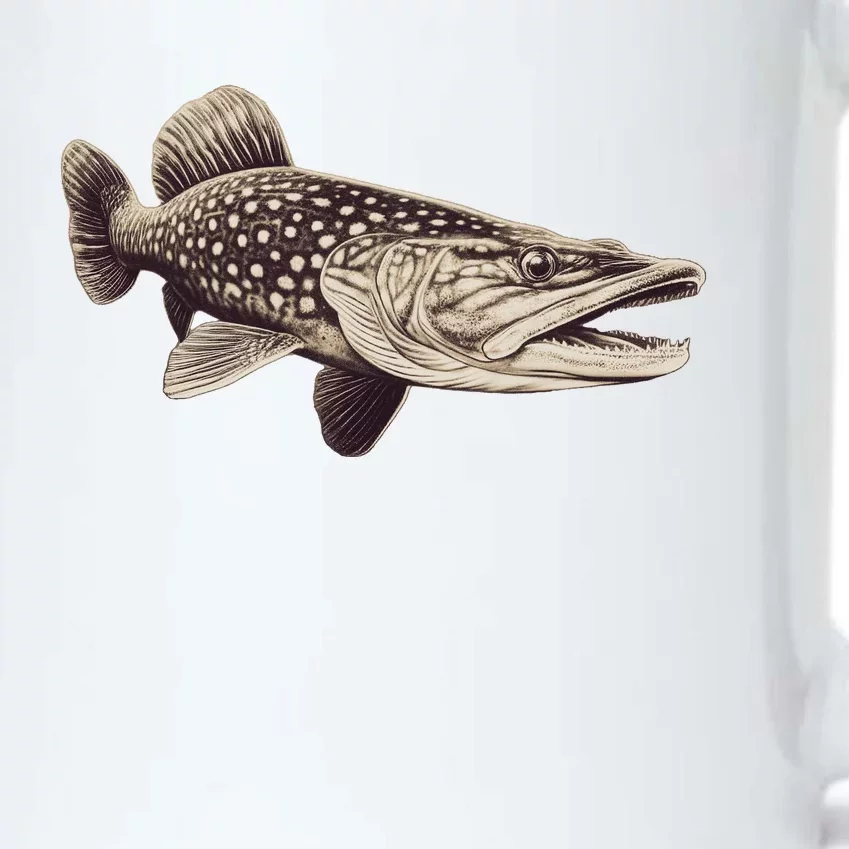 Pike Fish Monchrome Black Color Changing Mug