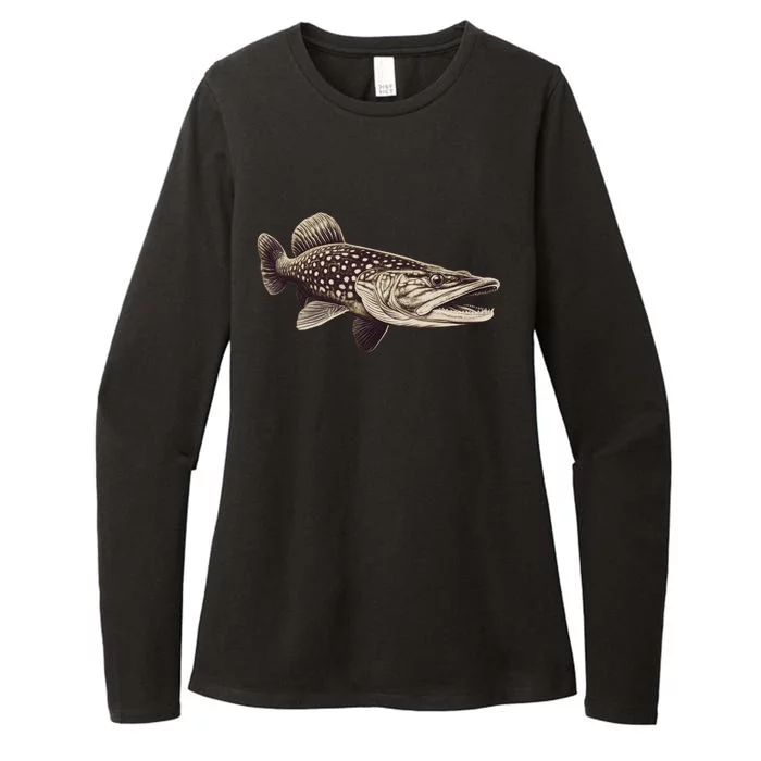 Pike Fish Monchrome Womens CVC Long Sleeve Shirt