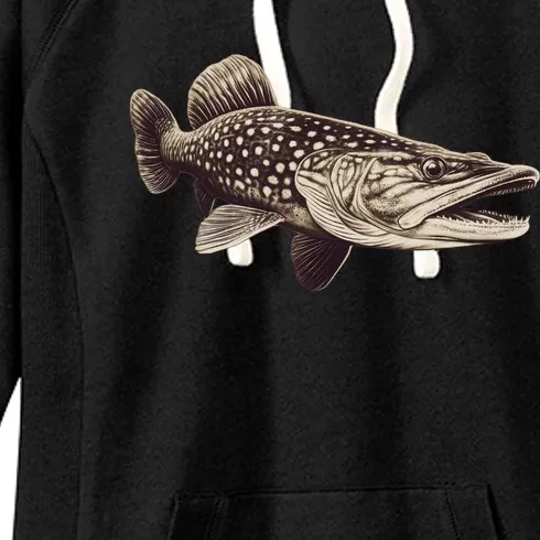 Pike Fish Monchrome Women's Fleece Hoodie