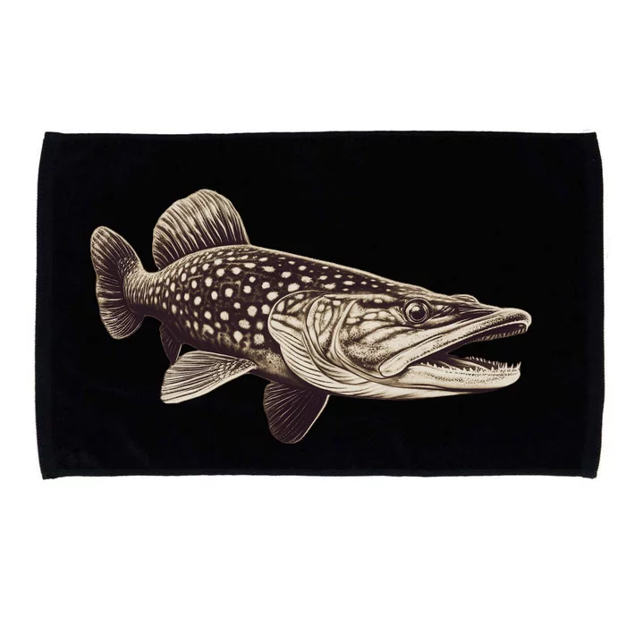 Pike Fish Monchrome Microfiber Hand Towel