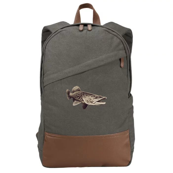 Pike Fish Monchrome Cotton Canvas Backpack