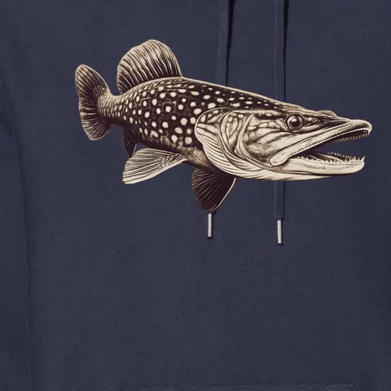 Pike Fish Monchrome Premium Hoodie