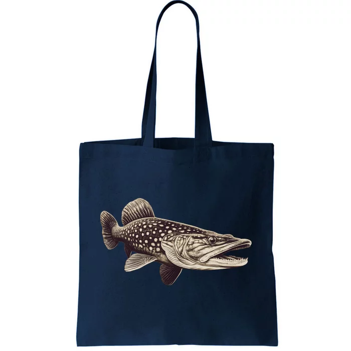 Pike Fish Monchrome Tote Bag