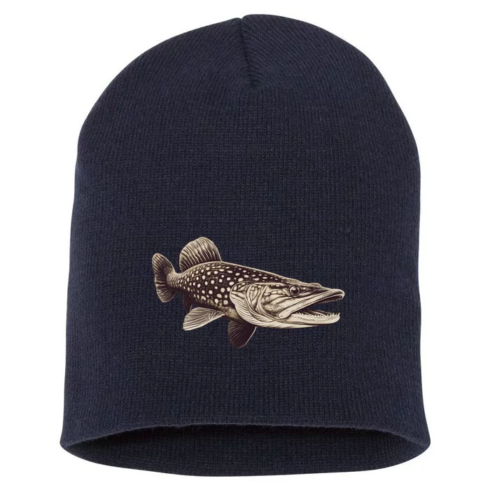 Pike Fish Monchrome Short Acrylic Beanie