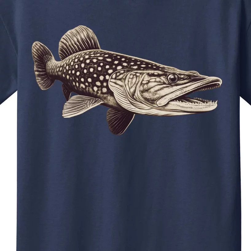 Pike Fish Monchrome Kids T-Shirt