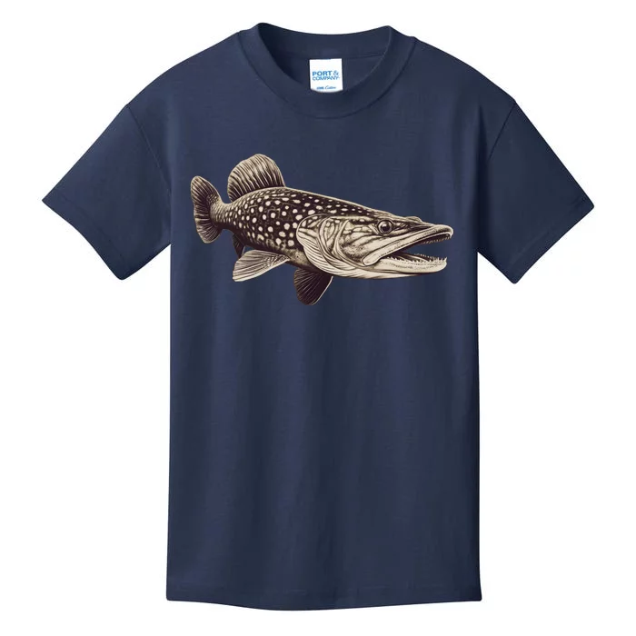 Pike Fish Monchrome Kids T-Shirt