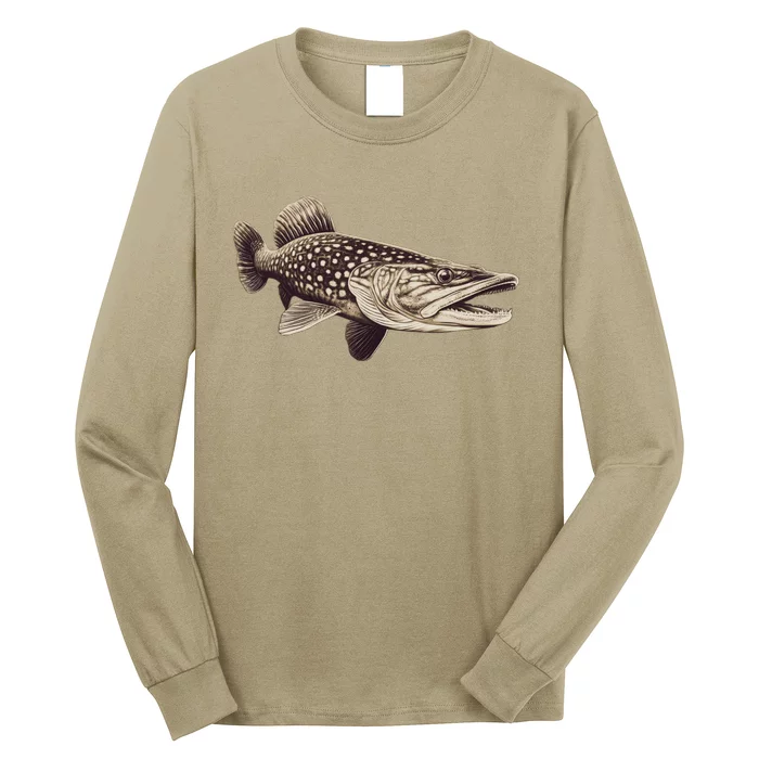 Pike Fish Monchrome Long Sleeve Shirt