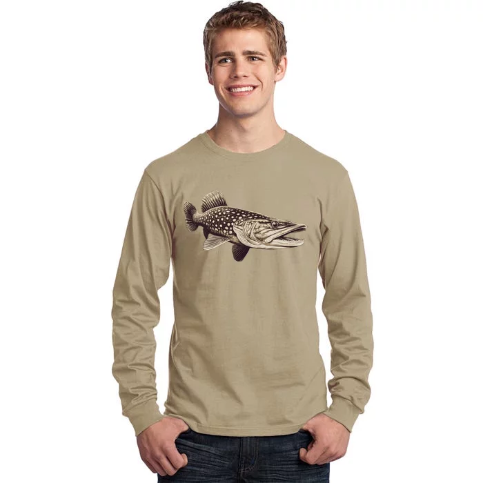 Pike Fish Monchrome Tall Long Sleeve T-Shirt