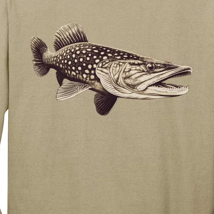 Pike Fish Monchrome Tall Long Sleeve T-Shirt