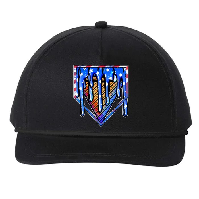 Patriotic Flag Melting Ice Cream Cone Snapback Five-Panel Rope Hat