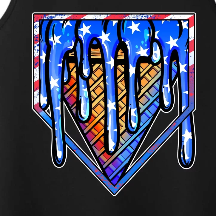 Patriotic Flag Melting Ice Cream Cone Performance Tank