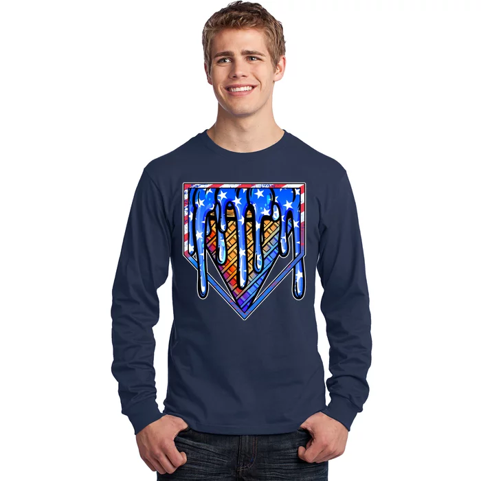 Patriotic Flag Melting Ice Cream Cone Long Sleeve Shirt