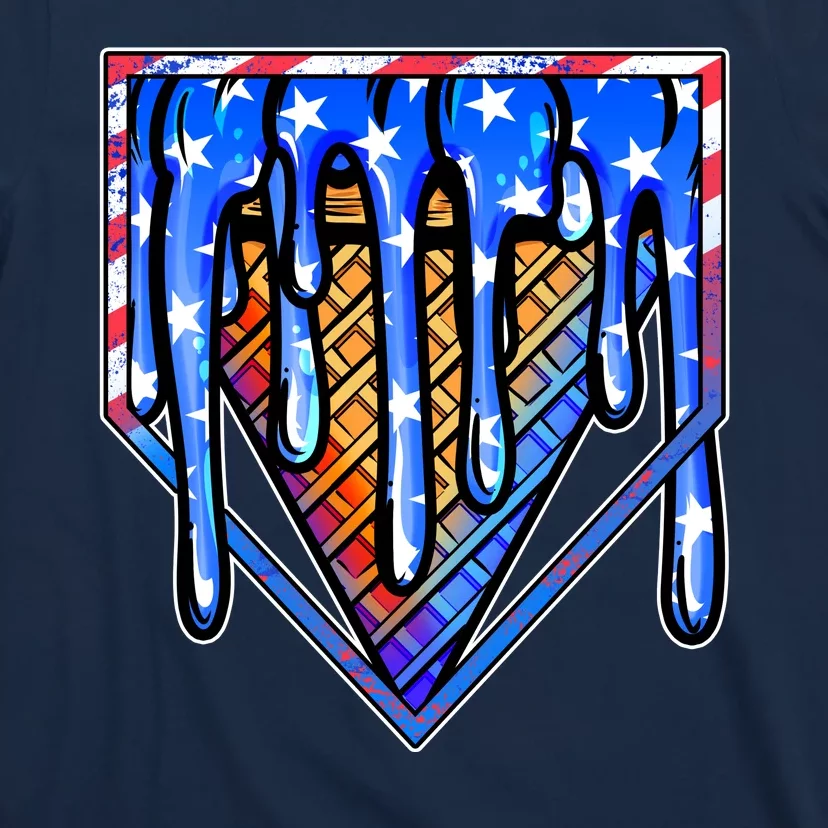 Patriotic Flag Melting Ice Cream Cone T-Shirt