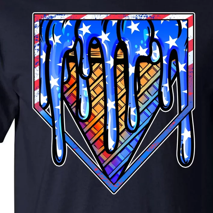 Patriotic Flag Melting Ice Cream Cone Tall T-Shirt