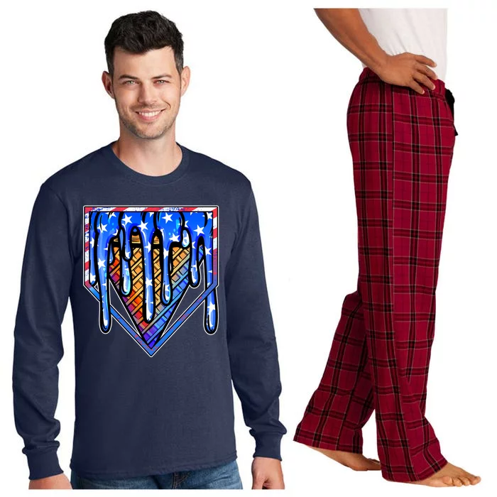 Patriotic Flag Melting Ice Cream Cone Long Sleeve Pajama Set