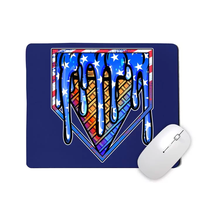 Patriotic Flag Melting Ice Cream Cone Mousepad