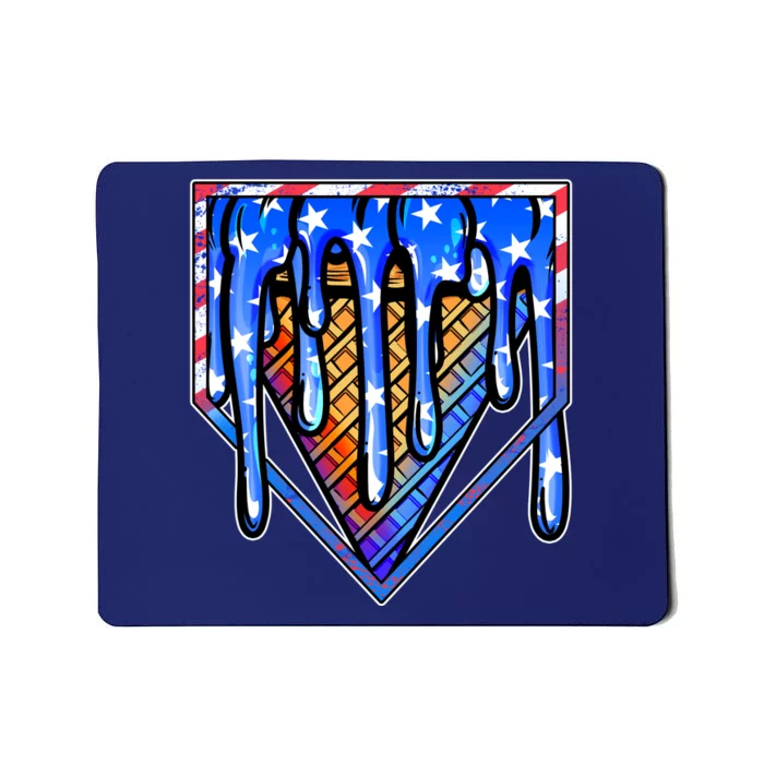 Patriotic Flag Melting Ice Cream Cone Mousepad