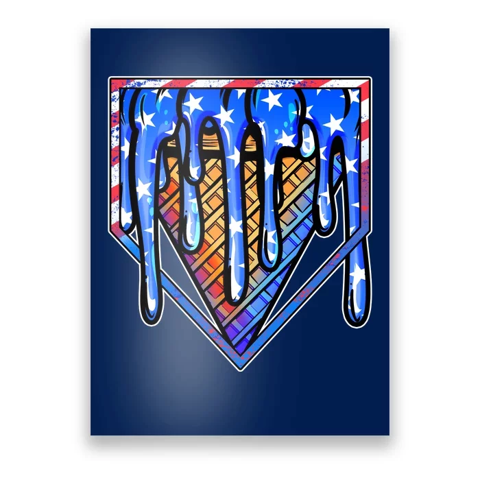 Patriotic Flag Melting Ice Cream Cone Poster