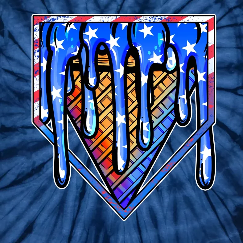 Patriotic Flag Melting Ice Cream Cone Tie-Dye T-Shirt