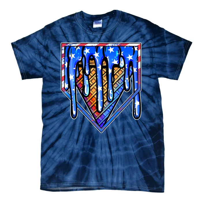 Patriotic Flag Melting Ice Cream Cone Tie-Dye T-Shirt